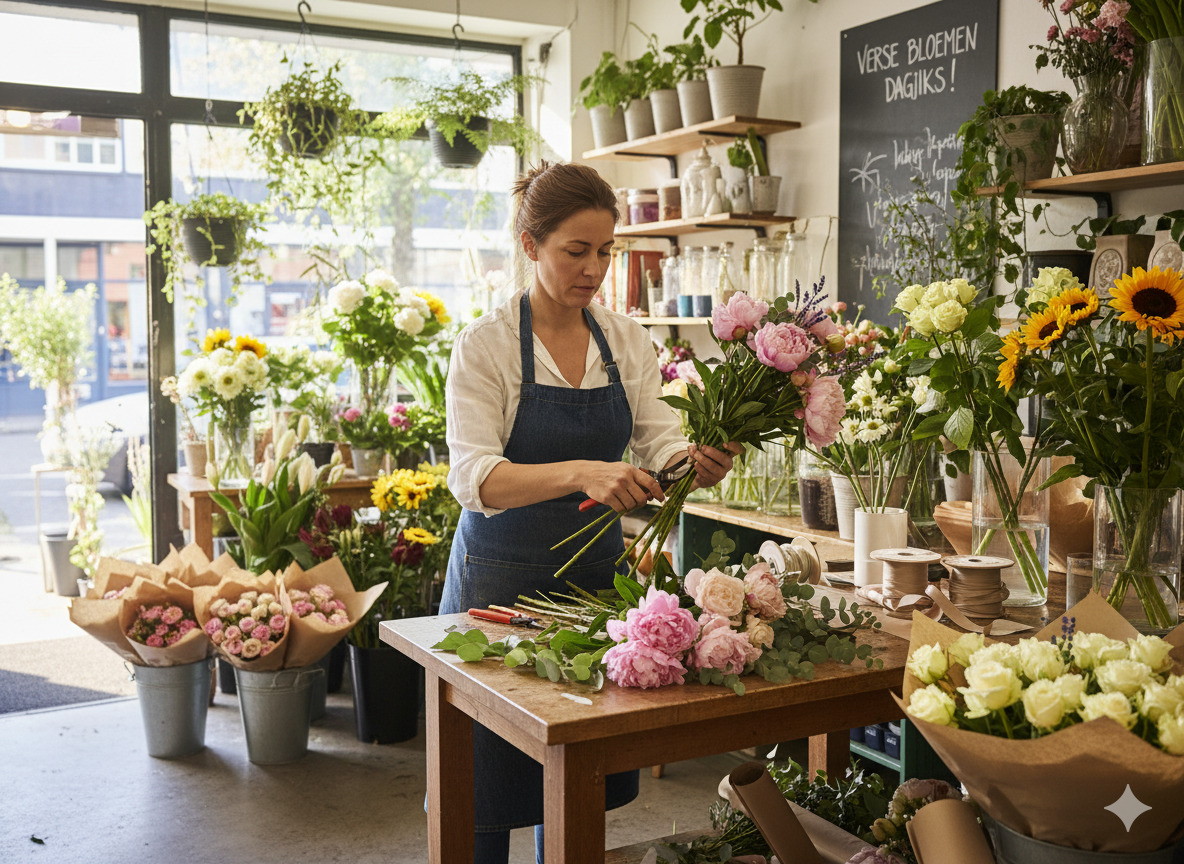Bloemist aan het werk